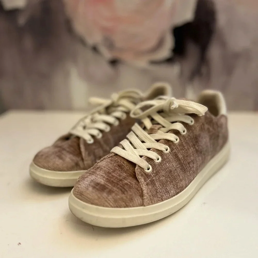 ! Tory Burch Howell Velvet Sneaker Mauve Pink Womens